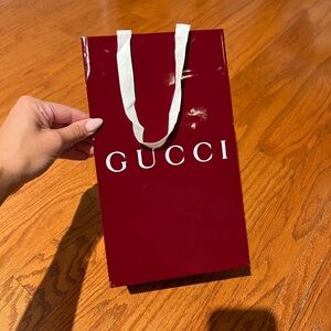 Gucci Burgundy Gift Bag with White Handles